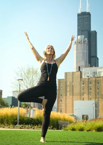 Sarah Landicho tree pose Ayurveda yoga